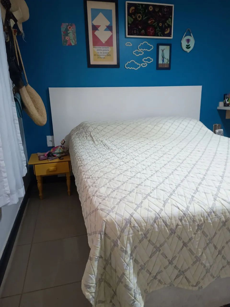 Cabeceira cama casal branca em MDF