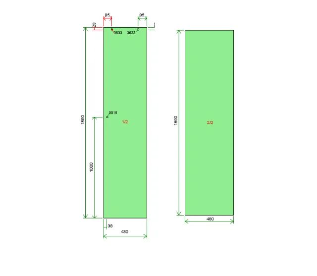 New complete green shower enclosure, for 87 cm opening