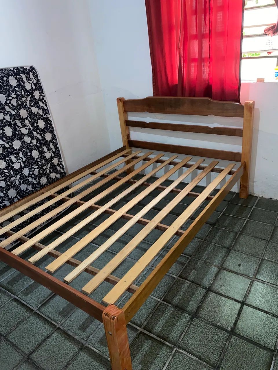 Cama de casal, 100% madeira. - Foto 5