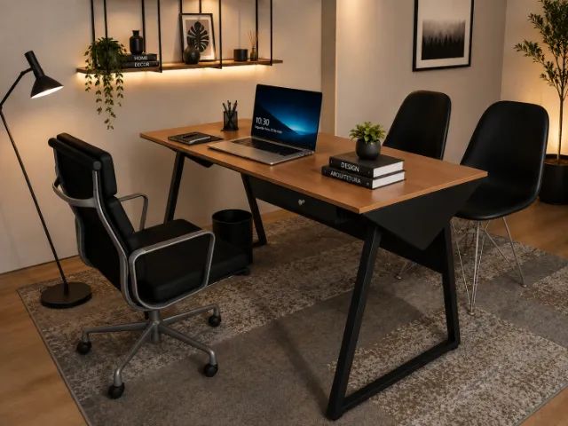 Mesa Office Clean Santoro. Em Madeira Maciça L100CM X P50cm x A74cm - Foto 2