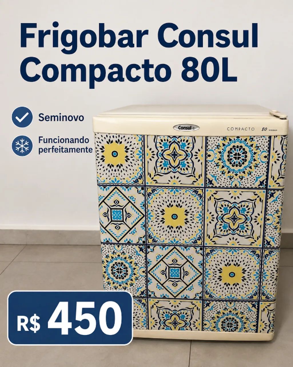 Frigobar Consul Compacto 80L - Funcionando Perfeitamente