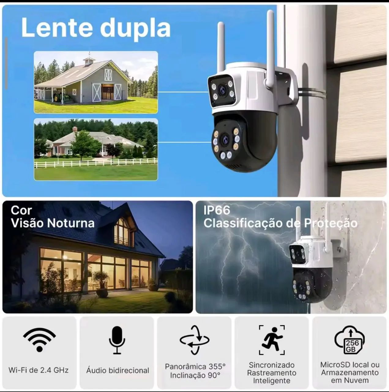 Câmera De Vigilância Com Lente Dupla  - Foto 2