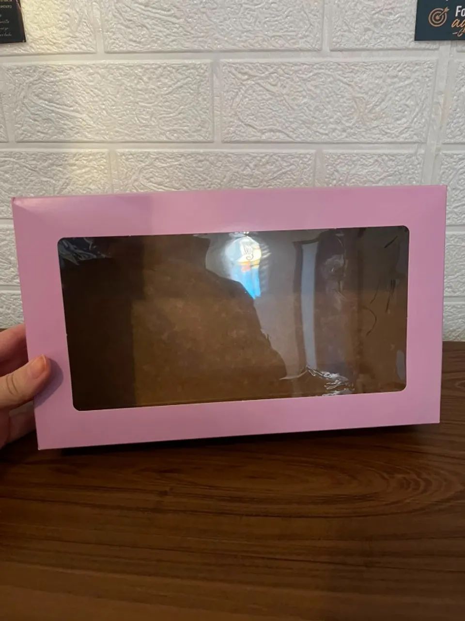 Caixas De Presente Com Visor 27x16x7cm - Kit 10 uni rosa 