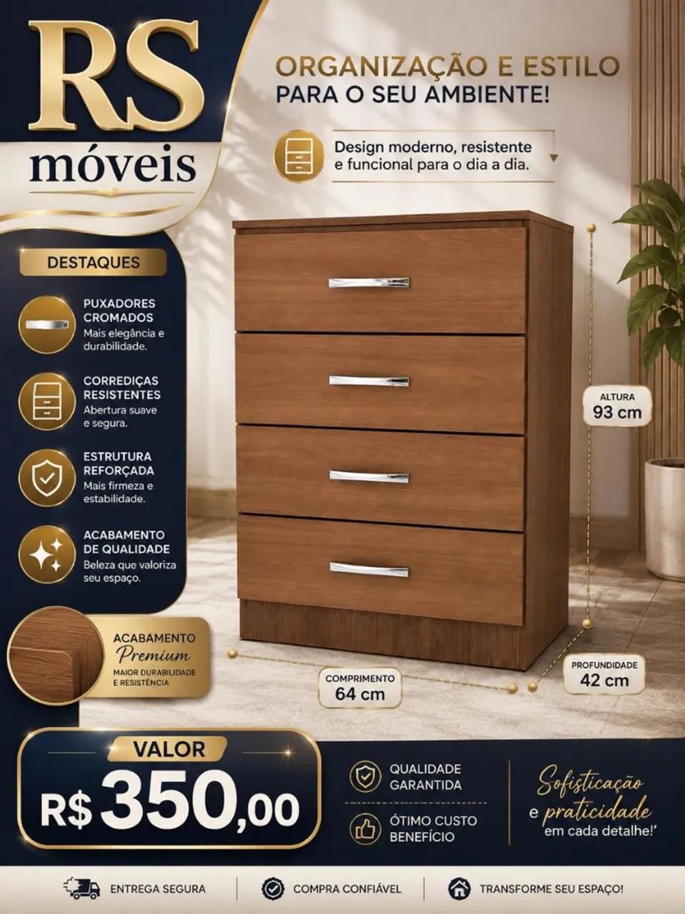 Comoda estilosa 100%MDF