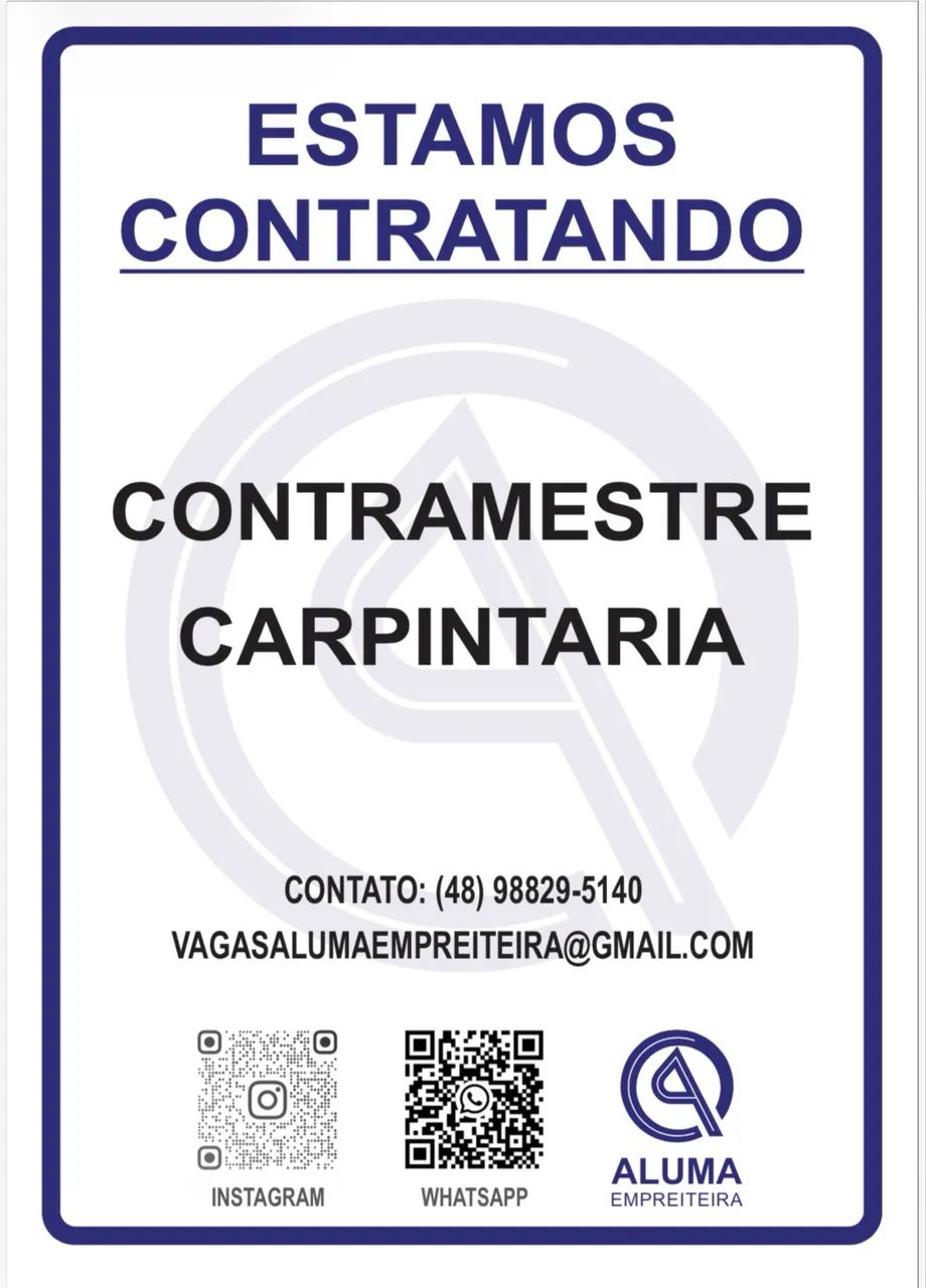 Vaga Contramestre da Carpintaria 