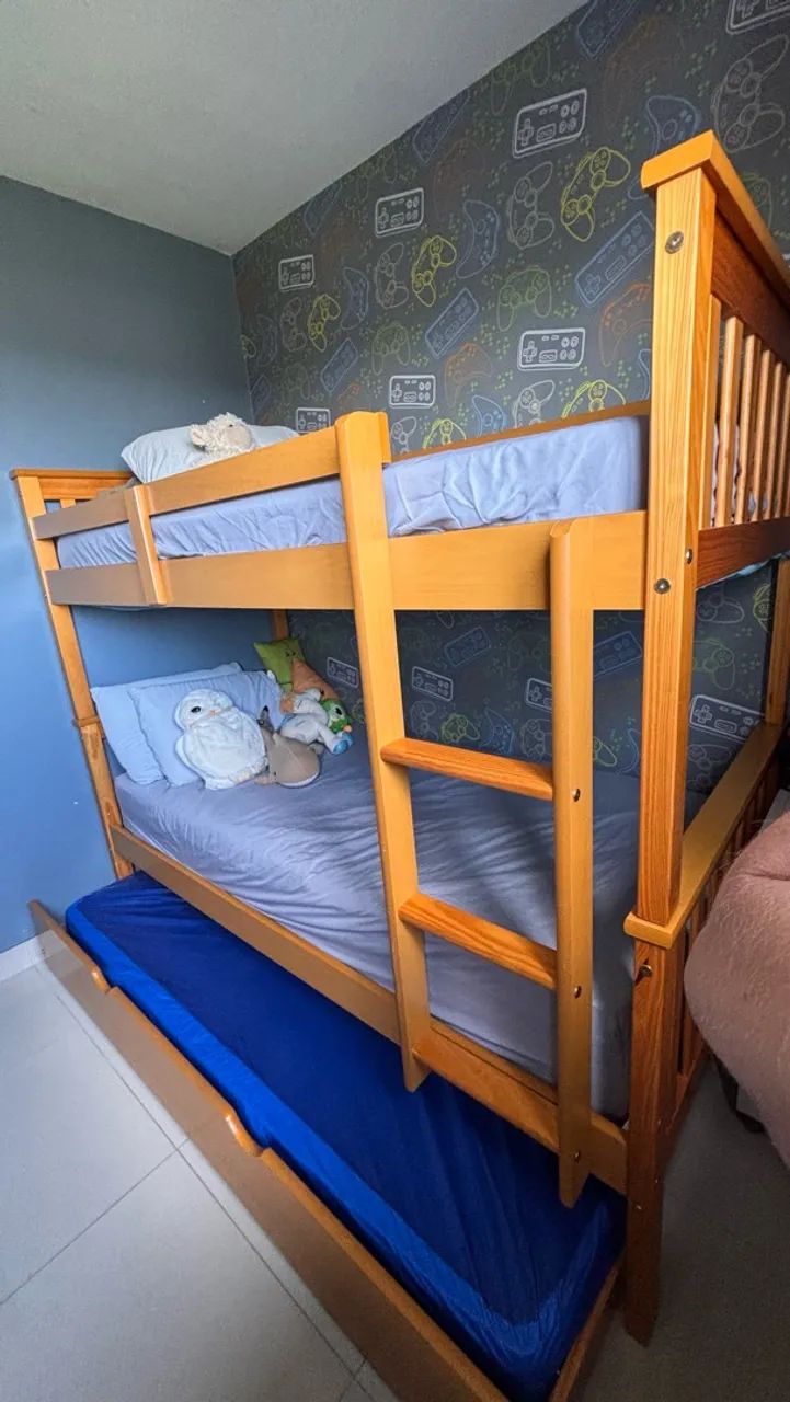 Cama beliche treliche com 3 colchões  - Foto 3