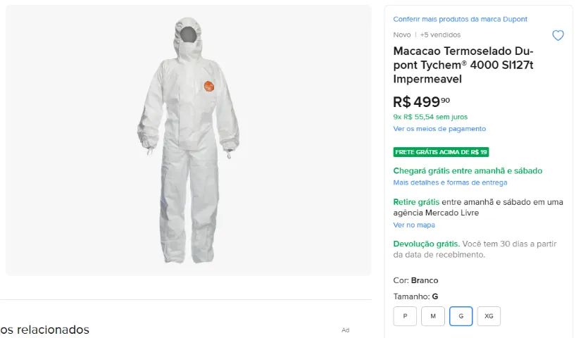 Macacão Tychem 4000 G