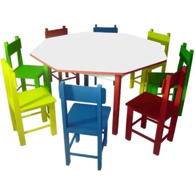 Mesa Infantil Oitavada em Ferro com 8 Cadeiras UltimaX - Foto 2