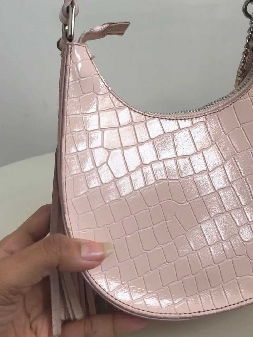 Bolsa Luiza Barcelos Meia Lua Croco  - Foto 4