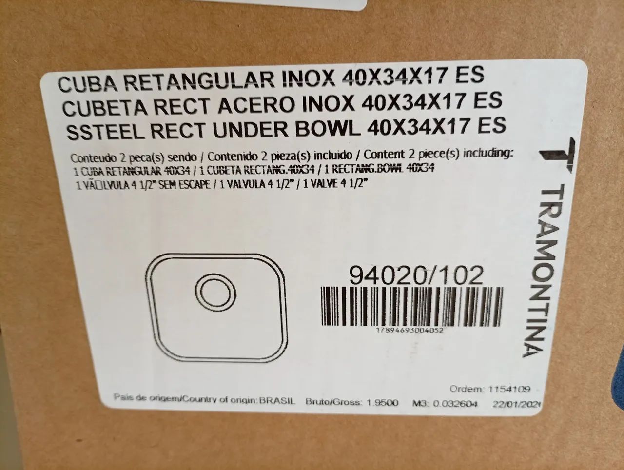 Cuba Retangular Inox Tramontina - Foto 3