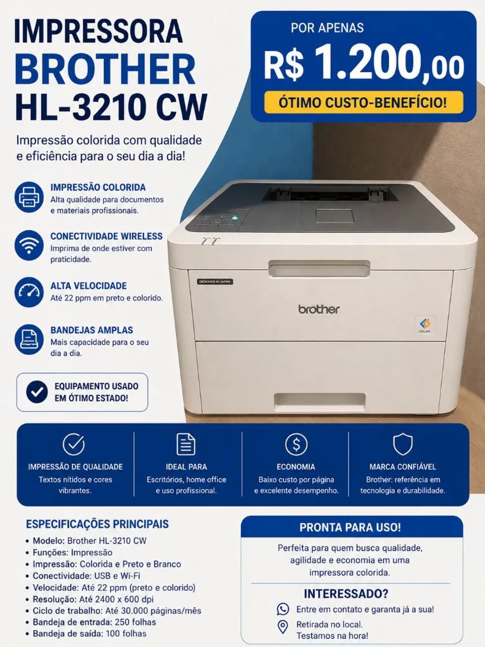 Impressora laser brother colorida 