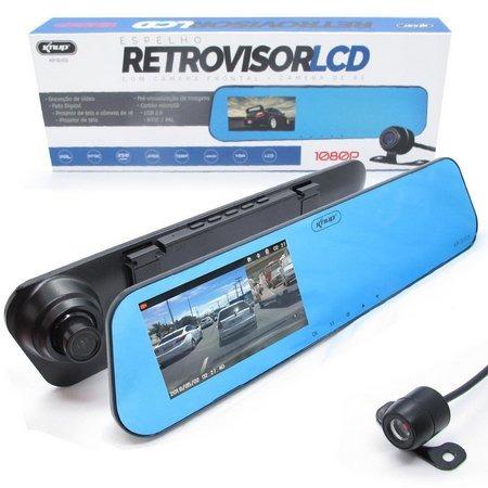 Kit espelho retrovisor tela lcd câmera frontal e ré