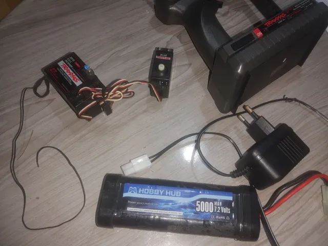 Rádio controle traxxas receptores bateria 5000mha e carregador 