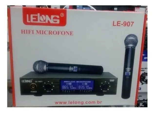 Microfone duplo sem fio LE-907 profissional 