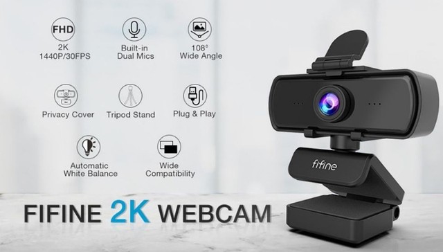 Webcam Fifine Streaming k420, HD 1440p, Com Mic. USB, 12x 18,93 - Foto 3