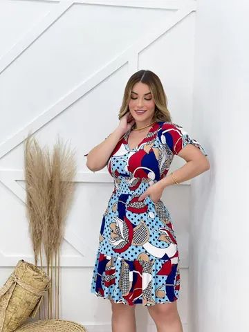 Vestidos Curtos Suede Estampado Liso Bolinha - Foto 2