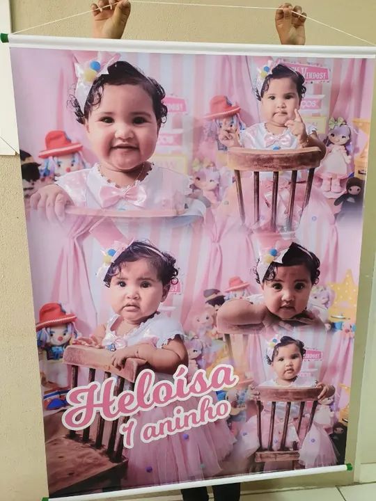 Banner personalizado para aniversário com as fotos do bebê - Foto 2