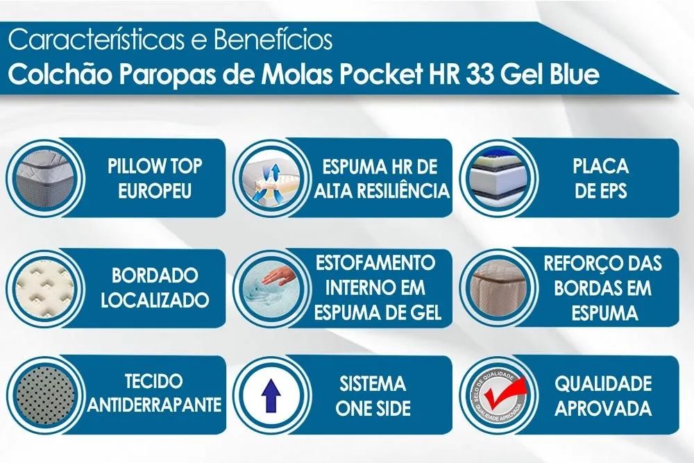 Colchão Queen Blue D33 - PAROPAS tt54 - Foto 2