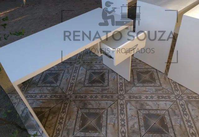 Mesas com gaveta em mdf branco tx - Foto 2