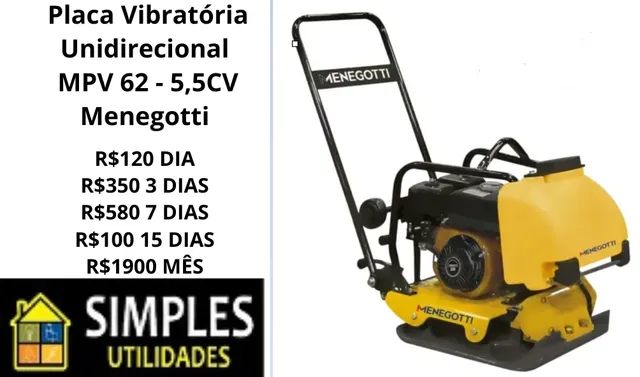 Placa vibratoria gasolina locação 