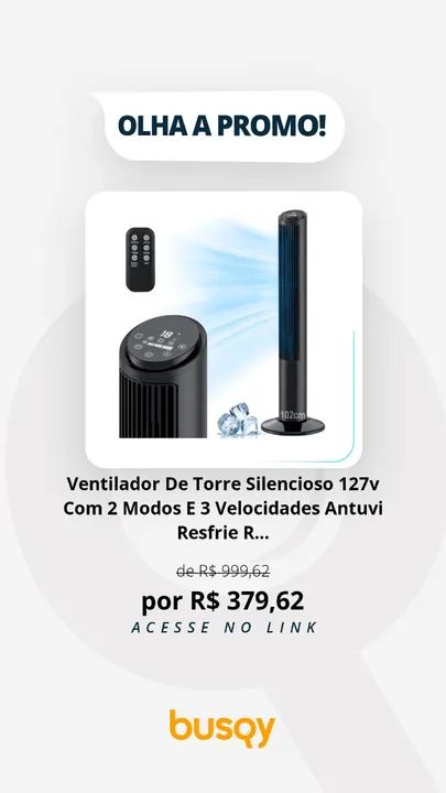 Ventilador De Torre Silencioso 127v Com 2 Modos E 3 Velocidades Antuvi Resfrie Rapidamente - Foto 2