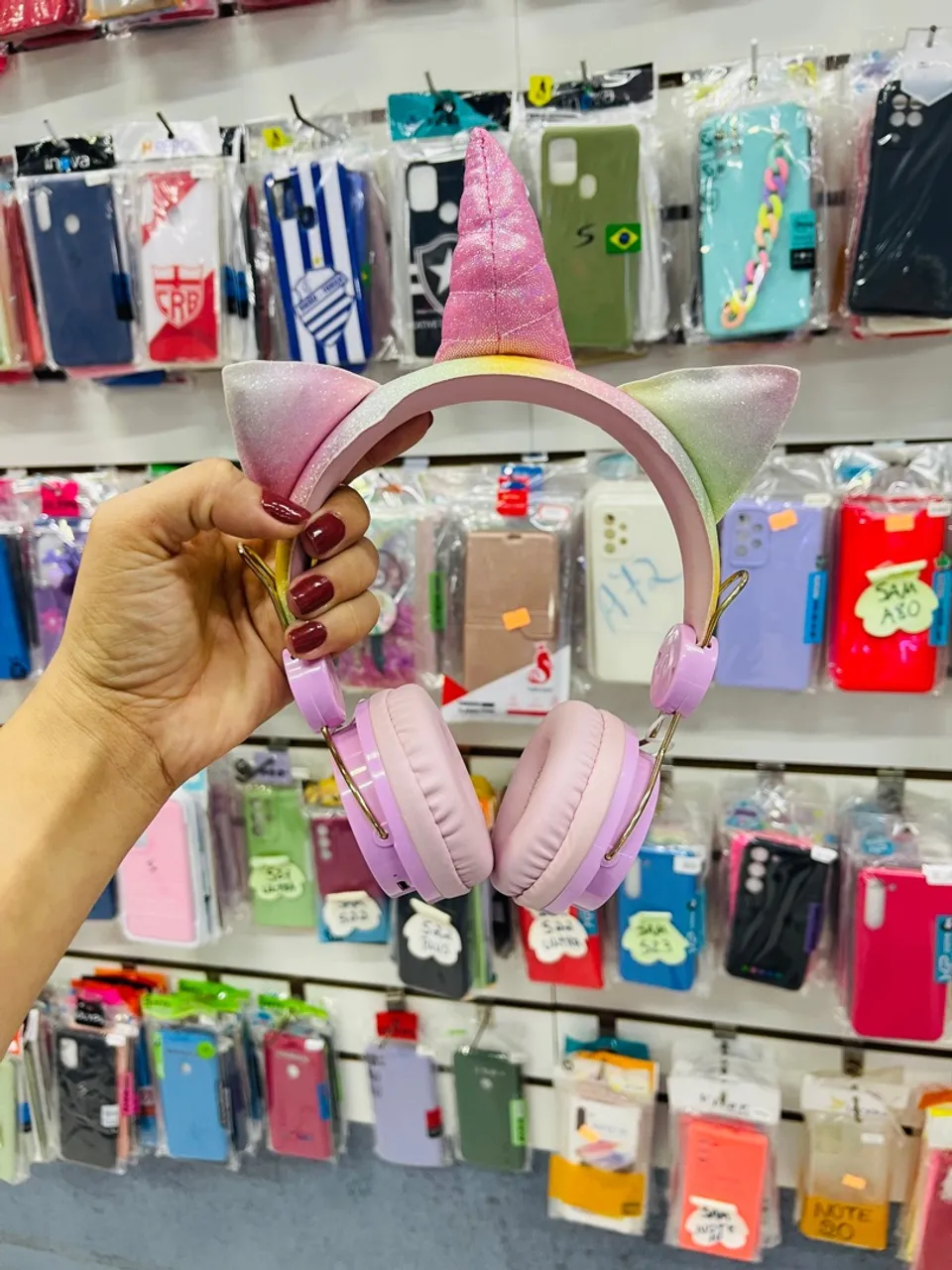Fone de ouvido unicórnio infantil