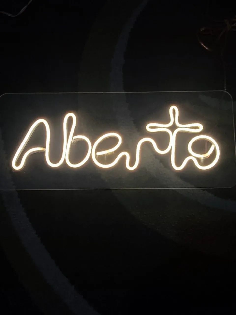 Placa Neon Led decorativa tema  " aberto " acrilico 5mm