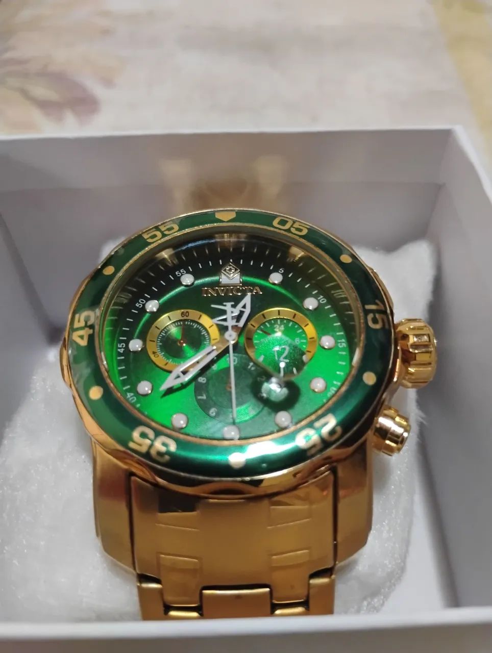 Relógio Invicta Masculino Dourado Verde
