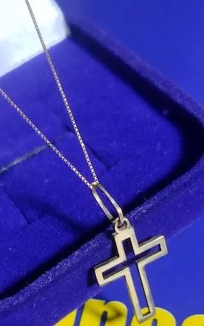 Pingente Placa Aberto Cruz Ouro 18 kilates Peso 1.00 Gramas 18 mm                          - Foto 5