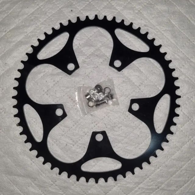 Coroa Single Speed 56D 110BCD Alumínio Leve com Parafusos - Nova - Foto 2