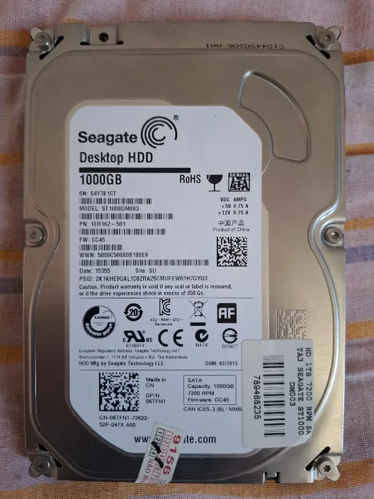 HD Interno Desktop Seagate 1 TB.