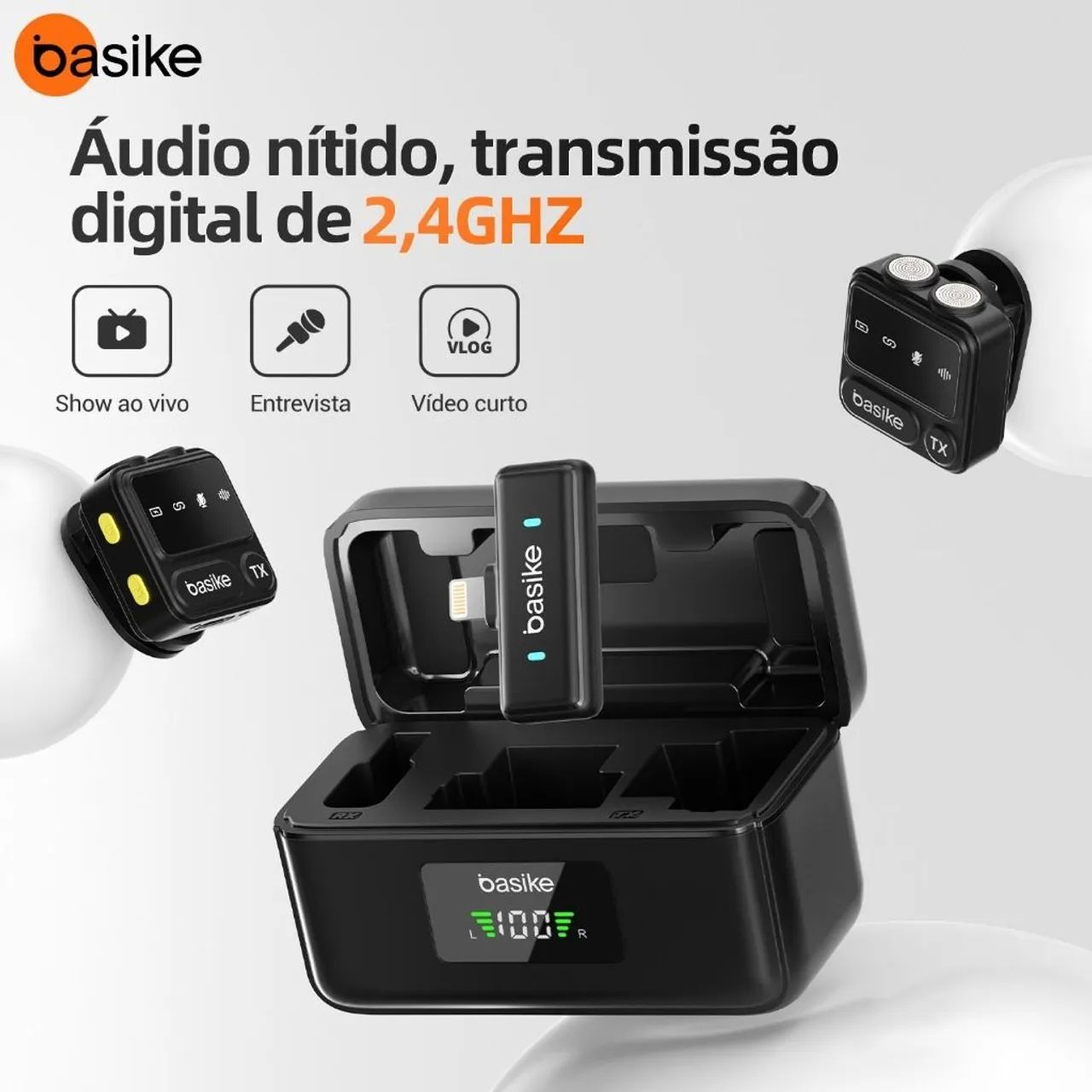 Microfone de Lapela sem fio Basike Ba-MIC0005 - Novo - Foto 3