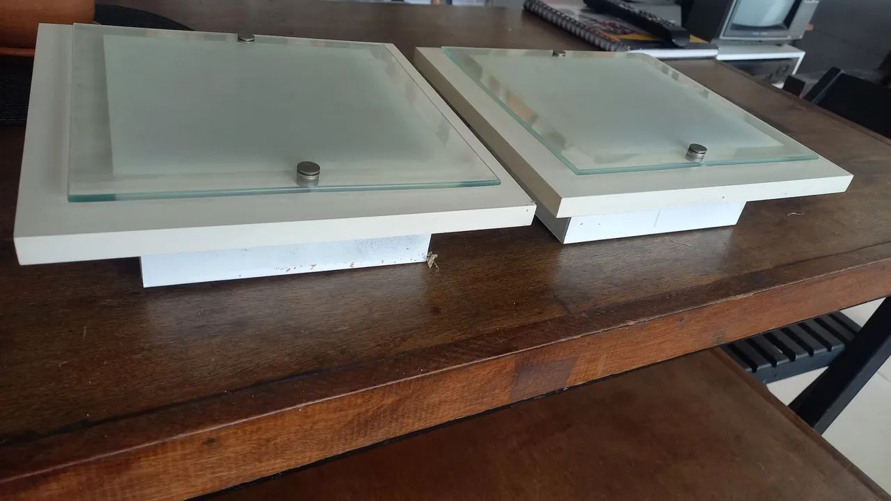 2 Luminárias Plafon Quadradas de Teto vidro fosco  - Foto 2