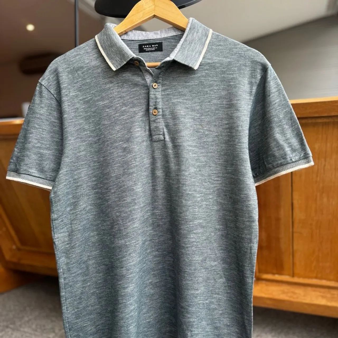 Camisa Polo Zara Man Cinza - Foto 3