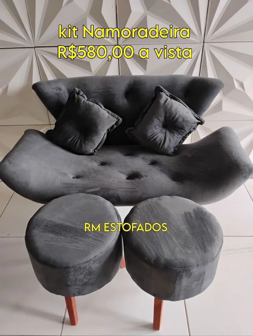 Namoradeira com 2 puffs  - Foto 2