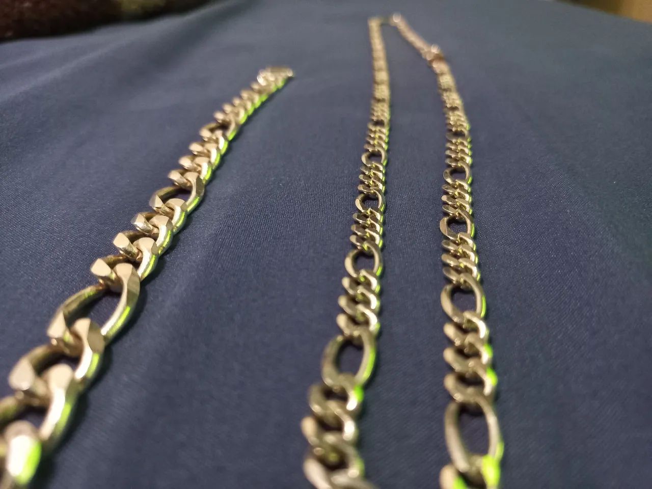 Conjunto de corrente e pulseira Prata mista. - Foto 3