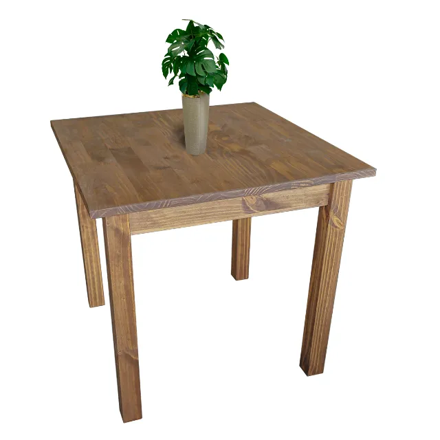 Mesa De Jantar 80x80 Vintage Madeira Tampo De Ceramica Retro