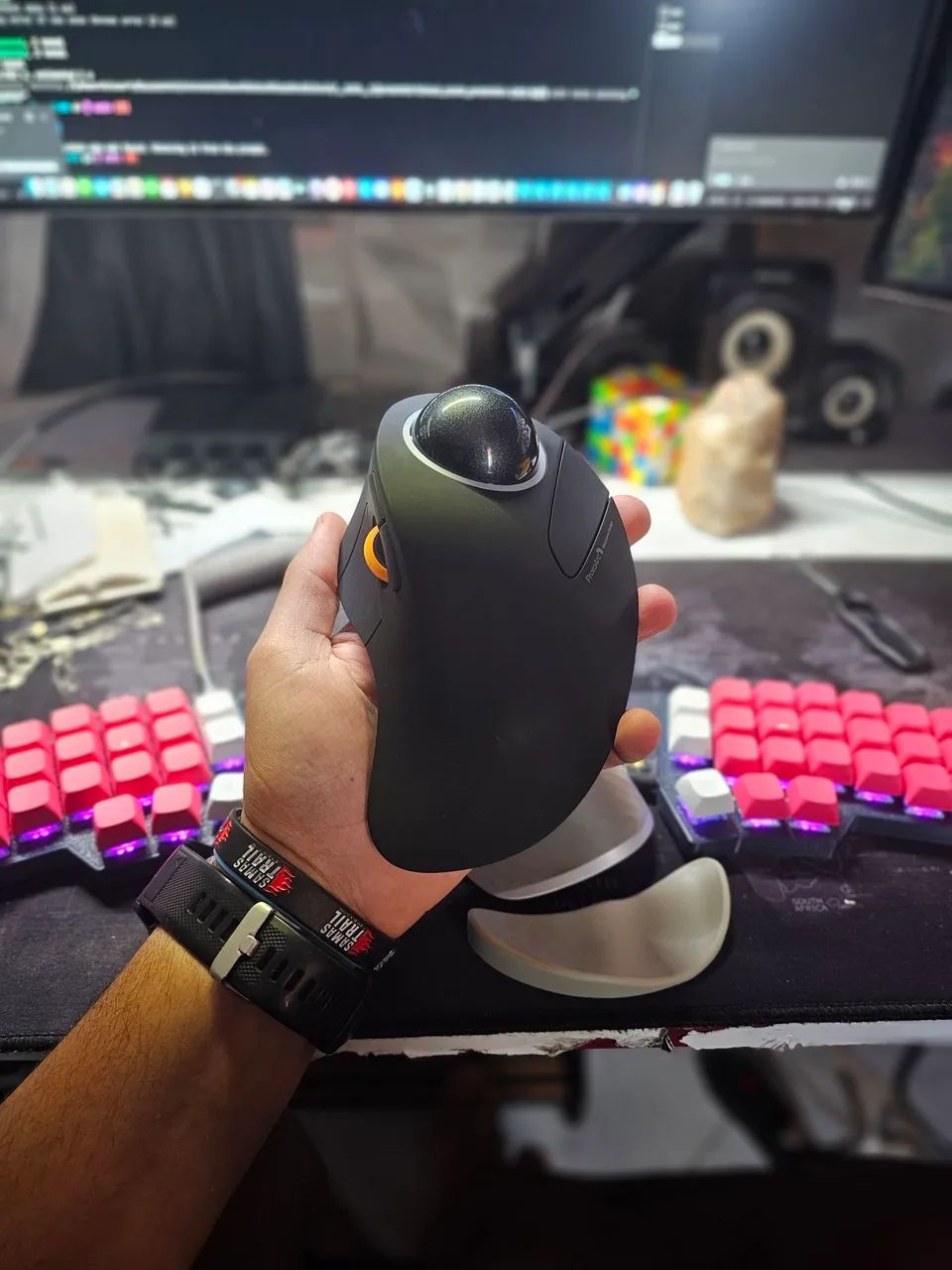 Mouse Trackball EMO3 ProtoArc - 2.4G+Bluetooth+Bluetooth RGB - Novo - Foto 2
