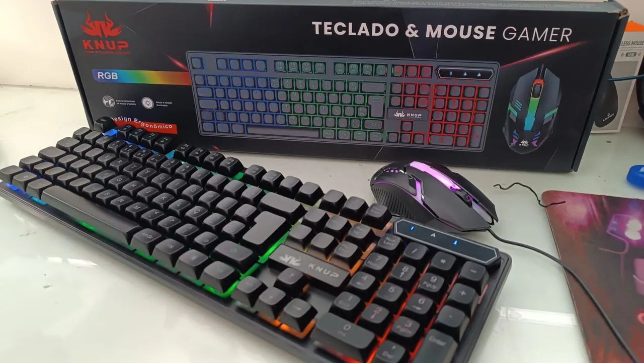 Teclado e Mouse Kit Gamer Knup- ENTREGA A DOMICÍLIO 
