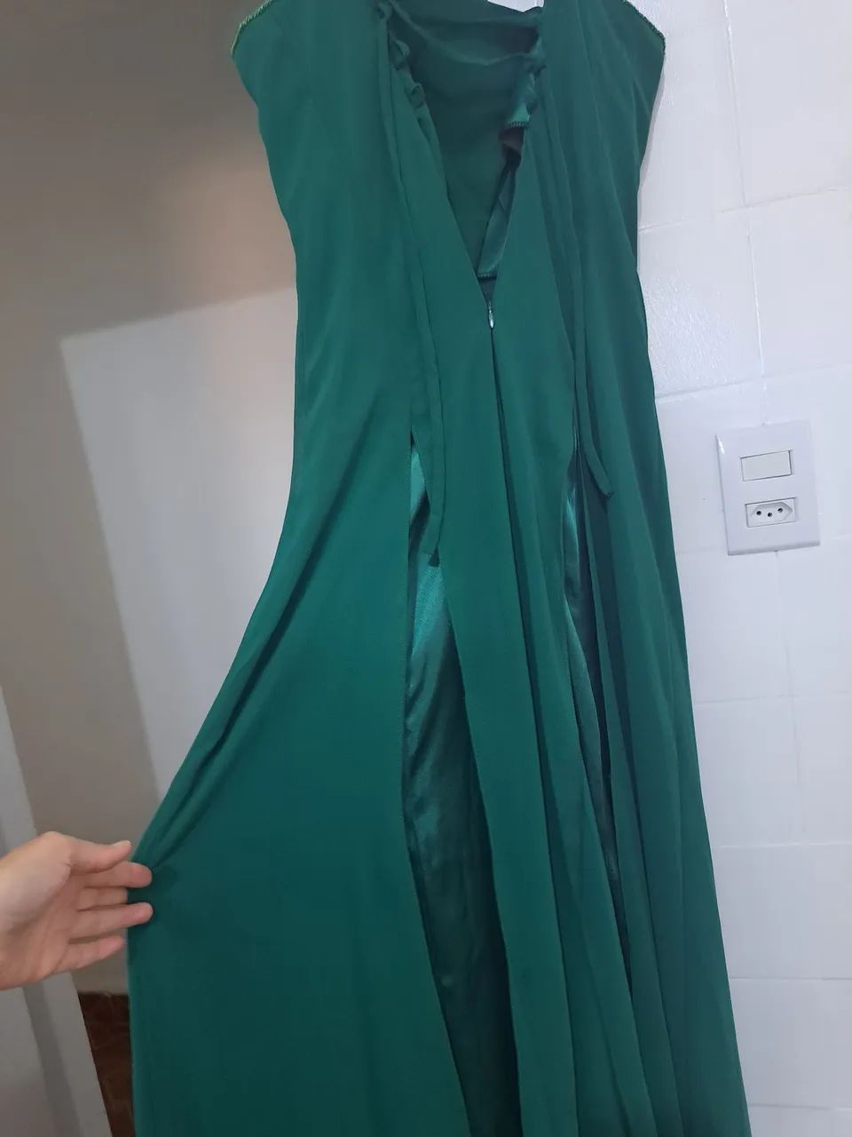 Vestido longo de Festa Verde com Brilho Bordado - Foto 4