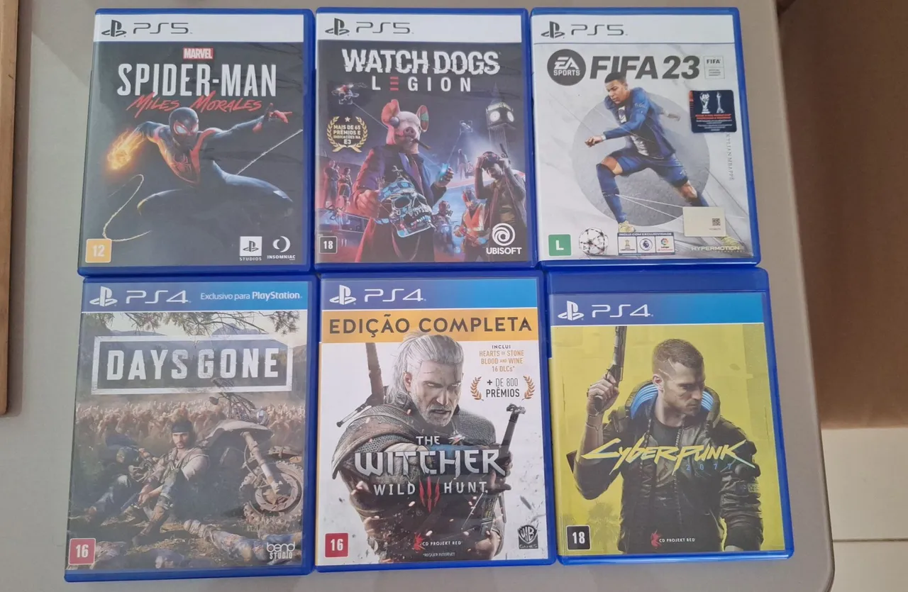 Jogos PS5 e PS4 - Spider-Man, Watch Dogs, FIFA 23, Witcher
