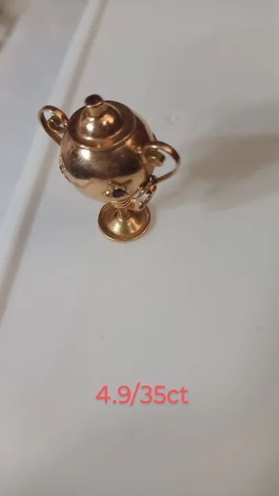 Pingente de ouro em forma de taça rosado vintage  - Foto 3