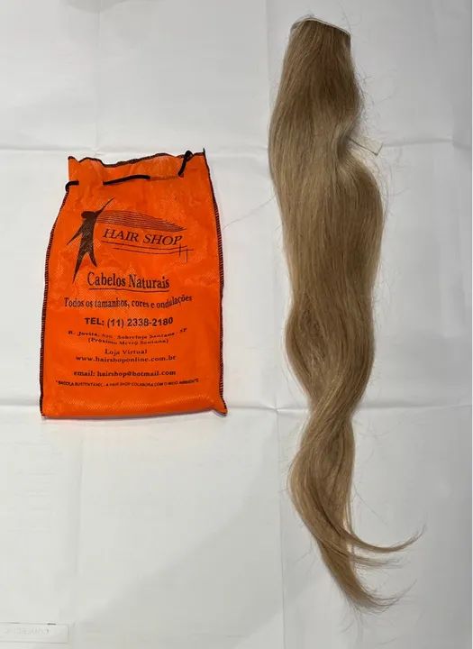 Aplique rabo natural humano liso loiro 65cm