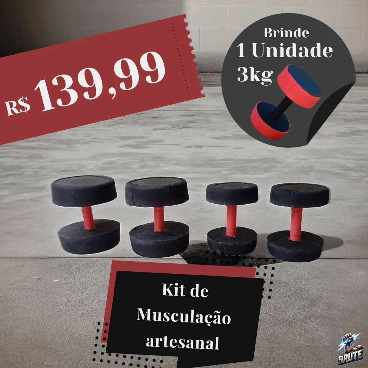 Vendo KIT de Halteres artesanal feitos de CONCRETO - (CIMENTO) REVESTIDOS EM EVA