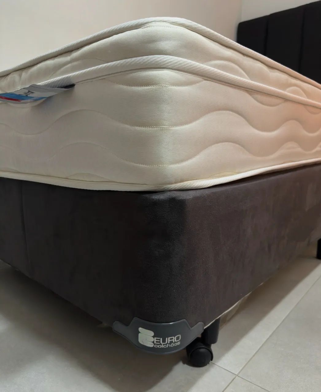 cama box solteiro euro colchões suede cinza escuro usado
