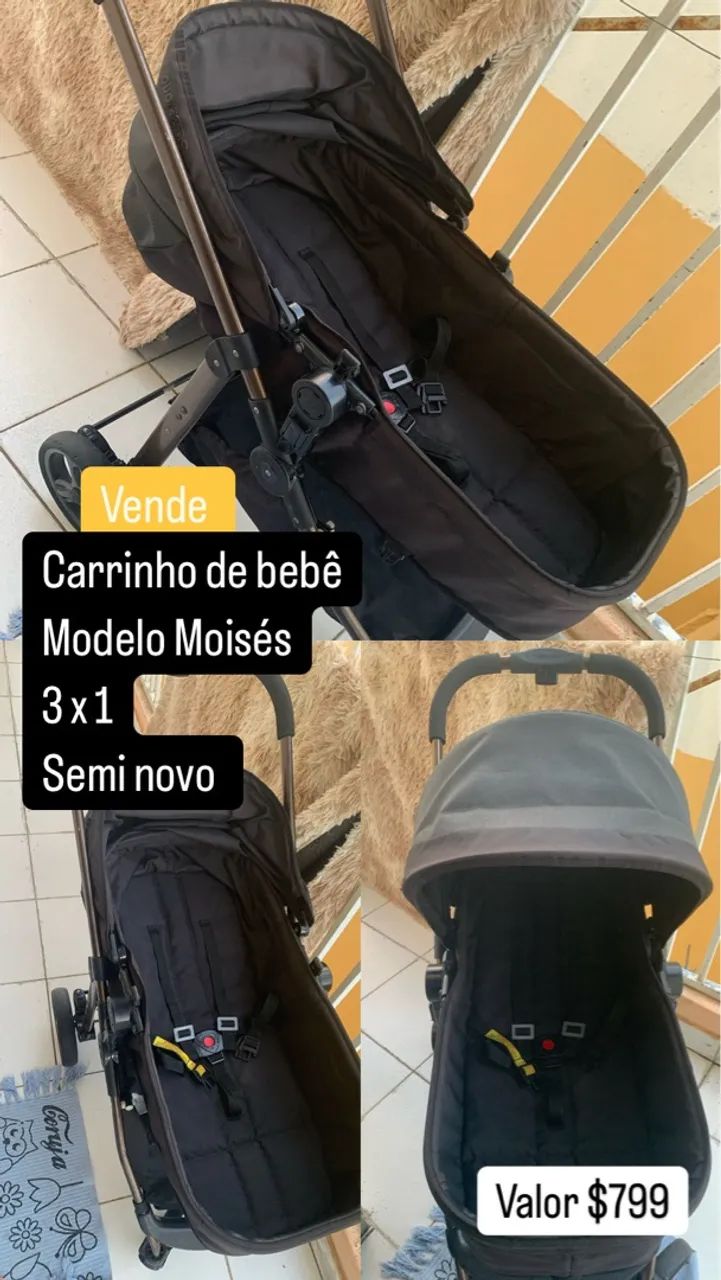 Carrinho de Bebê Moisés 3x1