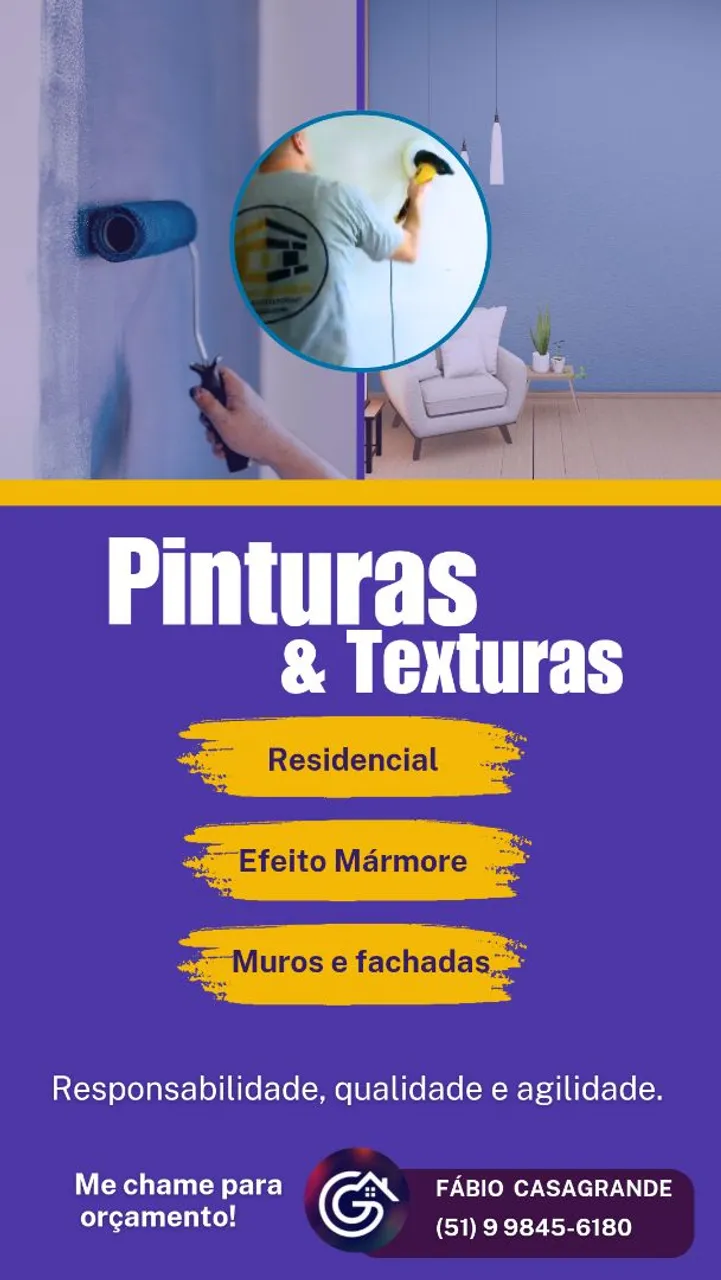 Serviços de Pintura, textura e efeito mármore