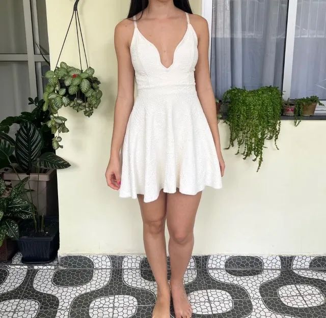 Vestido  decotado off white  - Foto 4