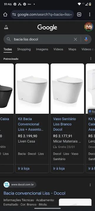 Bacia Sanitária Liss Docol - Nova