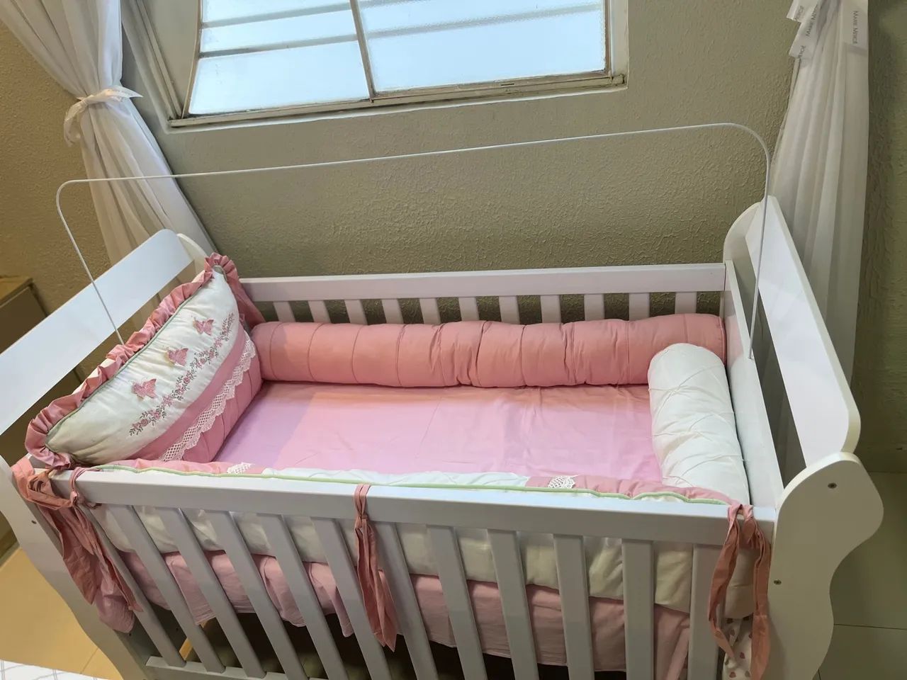 Berço Americano Bebê Vira Cama Miralle Branco - Foto 3